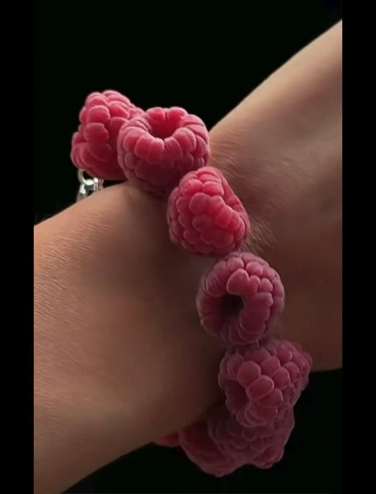 Raspberry Charm Bracelet | Handmade Clay Jewelry Gift for Her