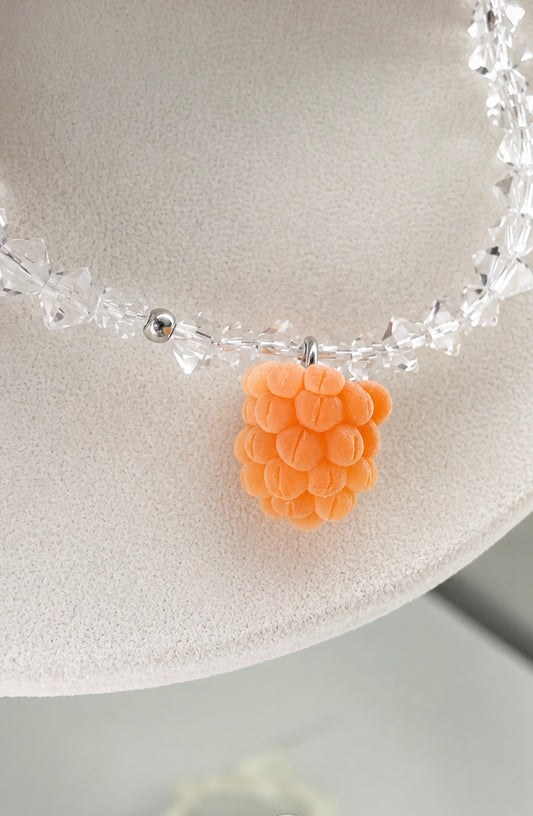 Raspberry Charm Bracelet | Handmade Clay Jewelry Gift for Her