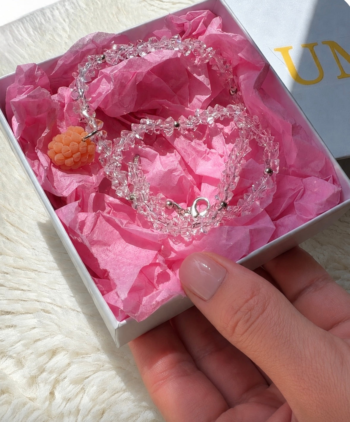Raspberry Charm Bracelet | Handmade Clay Jewelry Gift for Her